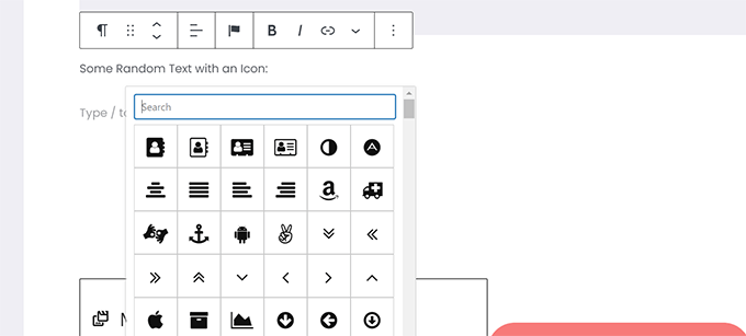 Choose icons to insert