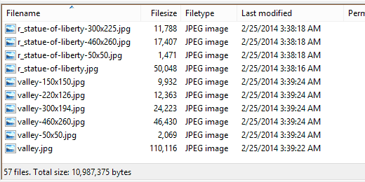 Images stored for different image sizes in WordPress