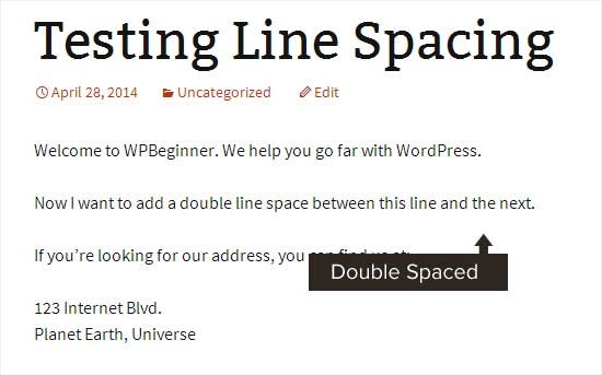 Double line space added to create paragraph in WordPress
