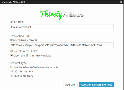 ThirstyAffiliates wordpress plugin