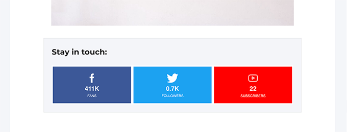 Social media follower count preview