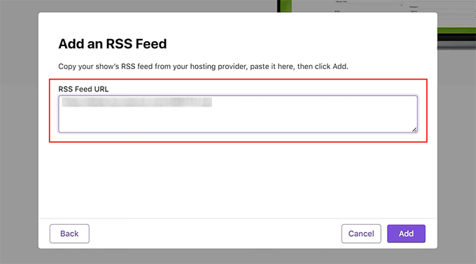 Agregar la URL del feed RSS en Apple Connect
