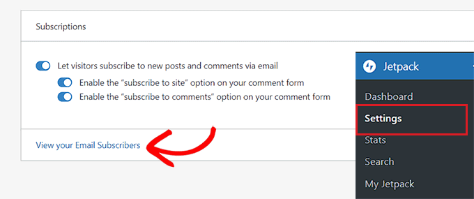 Click the View your email subscribers link