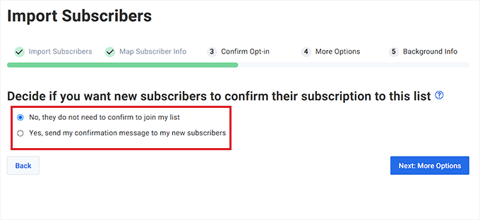Choose if you want subscribers to receive confirmation email or not