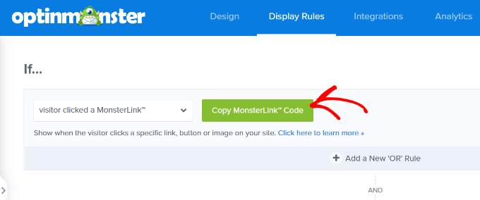 Copy the MonsterLink code