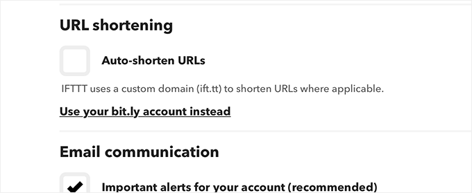 Disable URL shortening