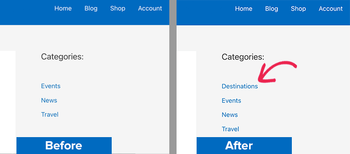 Empty category displayed