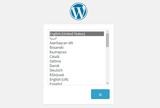 Sélection de la langue lors du processus d'installation dans WordPress 4.0