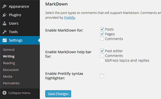 Enable Markdown for WordPress posts, pages, and comments