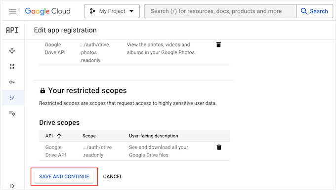 Adding permissions to a Google project