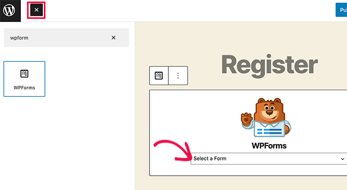 Add WPForms block