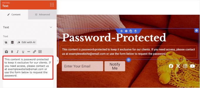 Editing texts in SeedProd