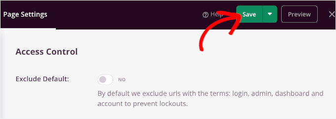 The Save button in SeedProd