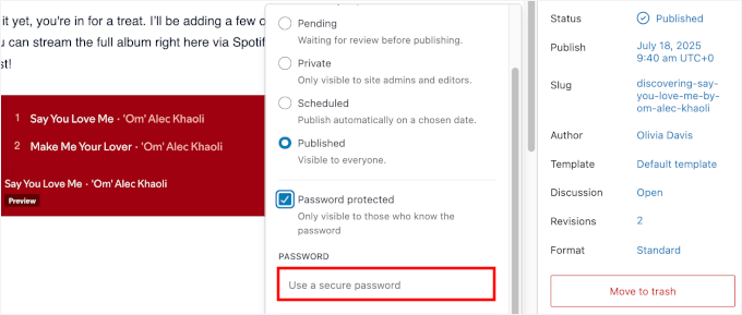 Use a secure password field