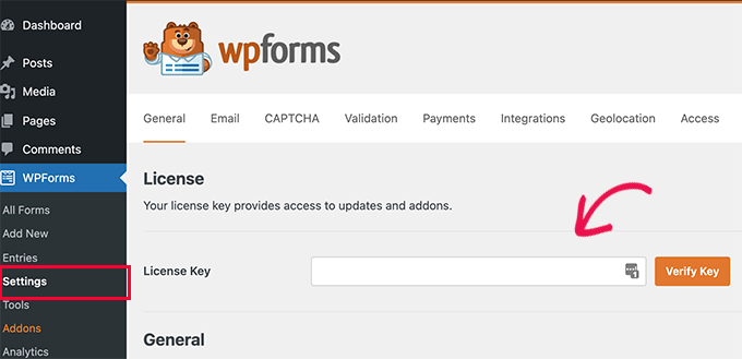 کلید مجوز WPForms