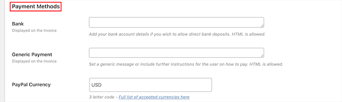 Set up invoice payment methods