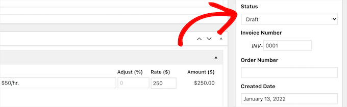 Customize status section on invoice