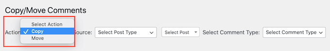 Choosing whether to copy or move comments between WordPress posts 