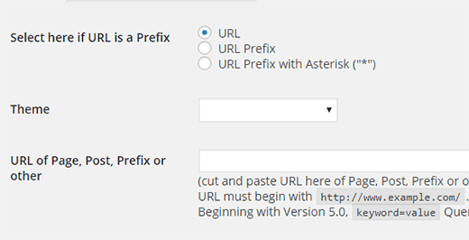 Define theme based on URL or Prefix
