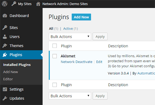 Adding a new plugin in WordPress multisite