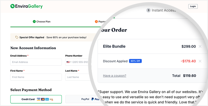 Envira Gallery price after exclusive discount