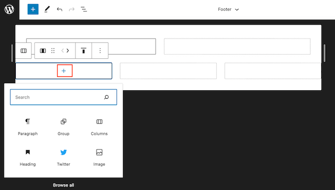 Adding blocks to a structured page layout in WordPress