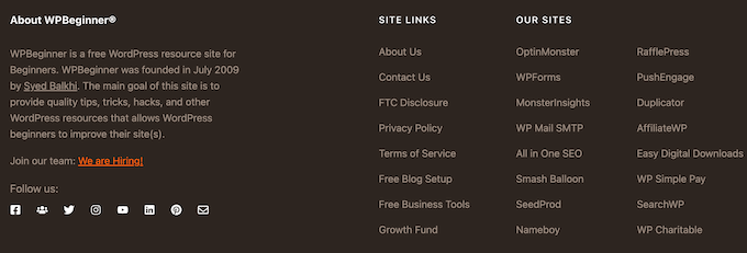 An example of widgets, displayed in WordPress columns