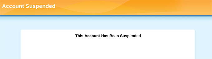 Web hosting account suspended