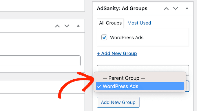Creating parent and child ad groups