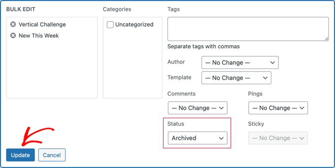 Editing the Status of Multiple Posts in WordPress