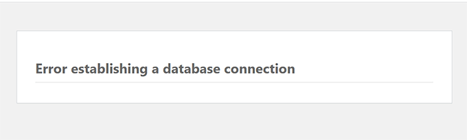 Error establishing database connection