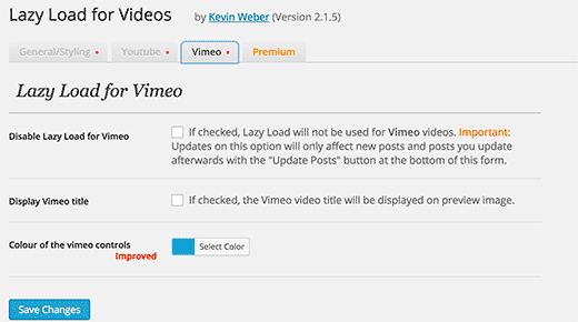Lazy load for Vimeo
