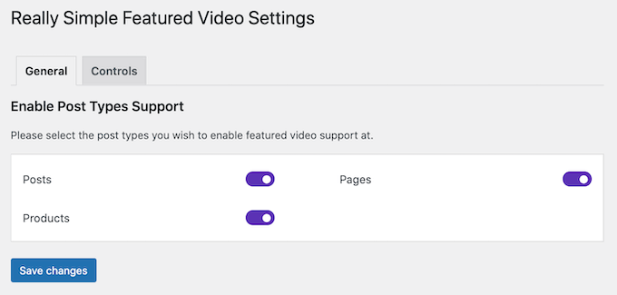Enabling featured video thumbnails for posts, pages, and products