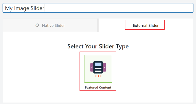Select featured content option