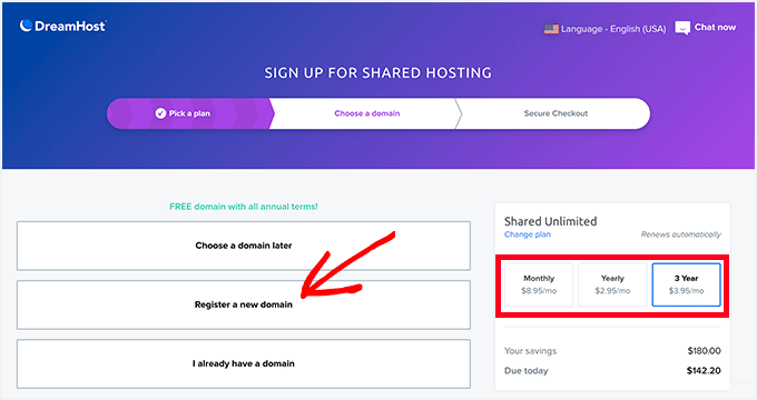 Choose either of the Dreamhost hosting plans to use the Dreamhost coupon