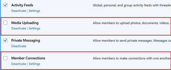 Activate Media Uploading and Member Connections components in BuddyBoss Activate Media Uploading and Member Connections components in BuddyBoss