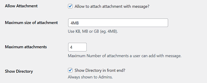 Allow file attachment in Front End PM Allow file attachment in Front End PM
