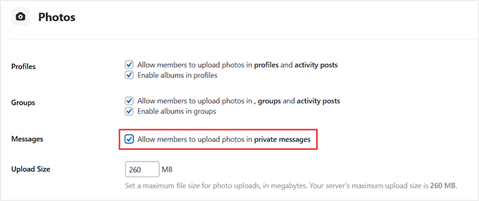 Allow members to upload photos in private messages in BuddyBoss Allow members to upload photos in private messages in BuddyBoss