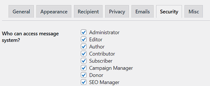 Configure user roles that have access to private messaging system in Front End PM Configure user roles that have access to private messaging system in Front End PM