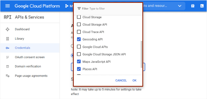 Selezione delle API per limitare la nuova API