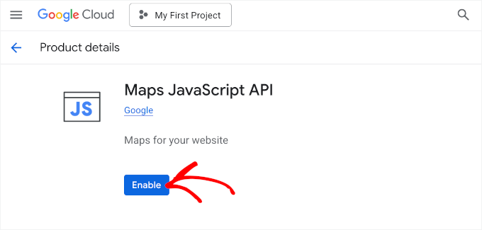 Abilitazione dell'API JavaScript di Maps