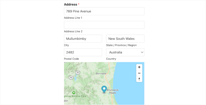 Moduli con completamento automatico dell'indirizzo