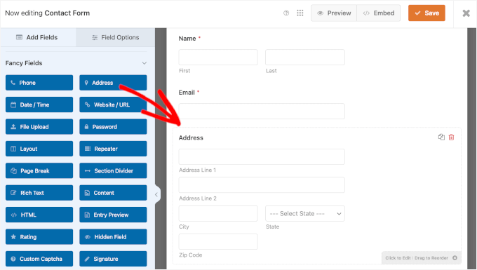 Aggiunta del campo Indirizzo
