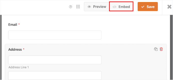 Incorporamento di un modulo WordPress con completamento automatico dell'indirizzo