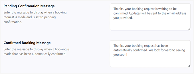 Escribe mensajes para ser enviados a los usuarios en Five Star Restaurant Reservations