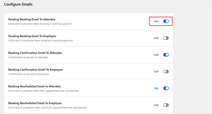 Elegir plantillas de correo electrónico para el sistema de reservas de restaurantes en Sugar Calendar Bookings