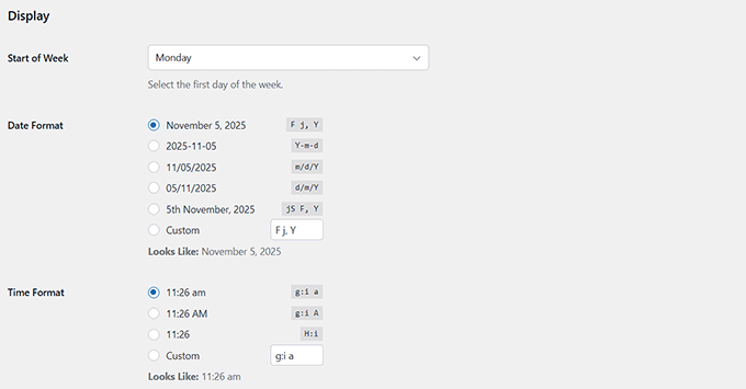 Configura el formato de fecha y hora en Sugar Calendar Bookings