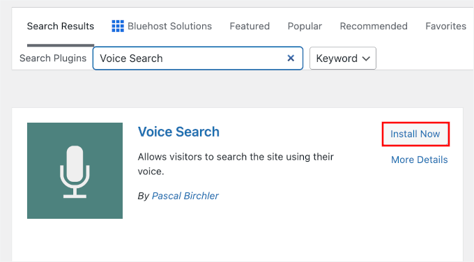 Instalarea pluginului Voice Search în WordPress