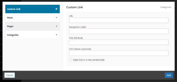 Add custom link to navigation menu