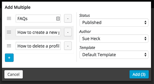 Adding multiple pages in nested pages
